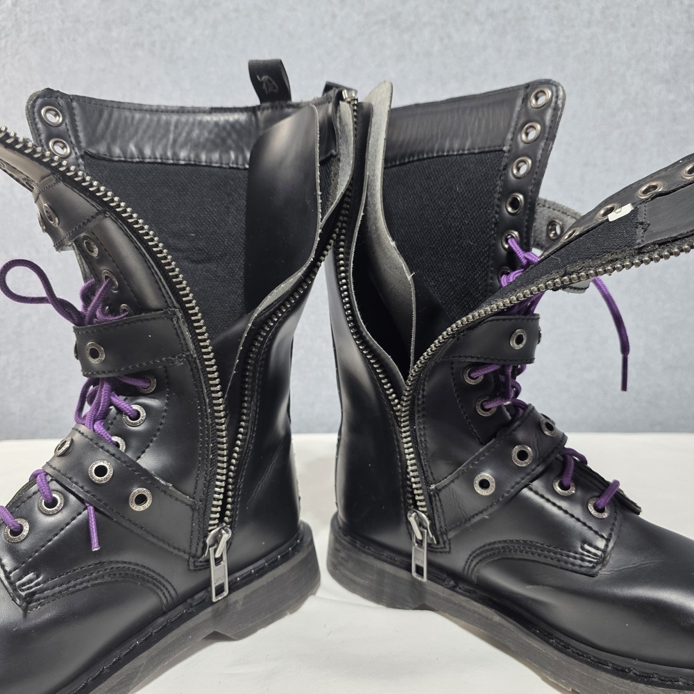 Demonia Black Leather Combat Boots - Side Zip - US 9 mens - Picture 16 of 16
